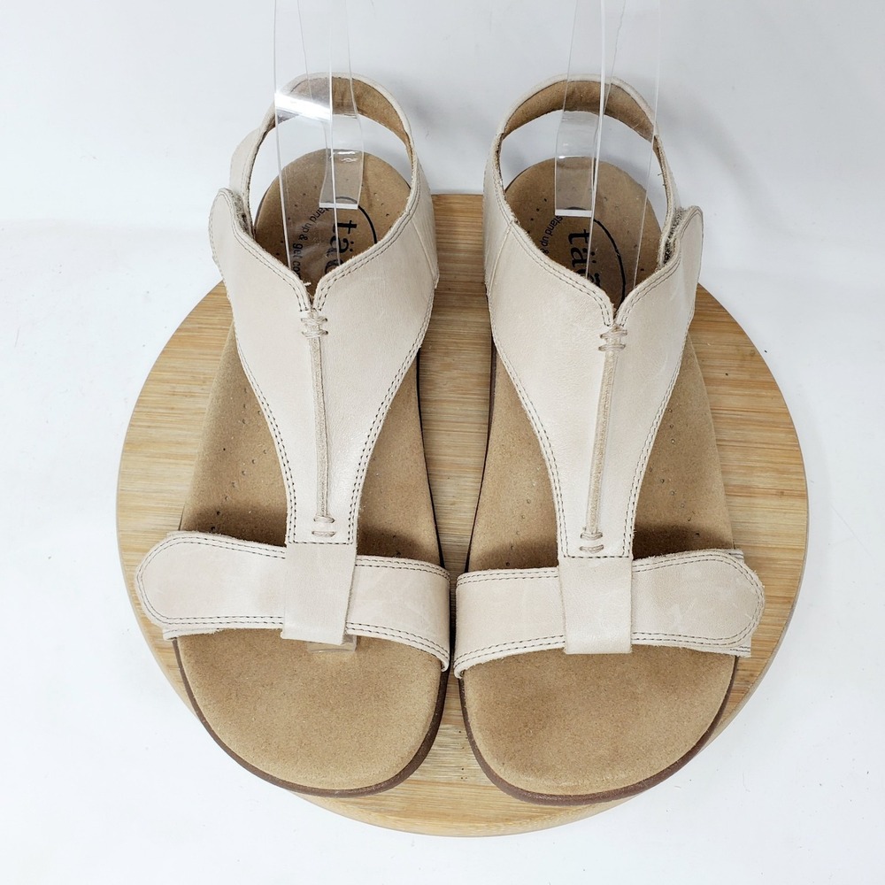 Taos The Show Sandals Womens 7 Leather Comfort Adjustable T Strap Shoes - Picture 4 of 13